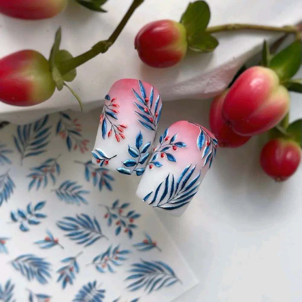 3D-344 water nail decals DreamNails blue volume floral.Affiliate 23% Ready!