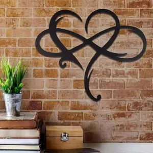 Infinity Love Heart Design Metal Wall Art, Elegant Black Wrought Iron Sign Plaque, Stylish Hanging Decoration, Romantic Modern Home Decor, Ornaments