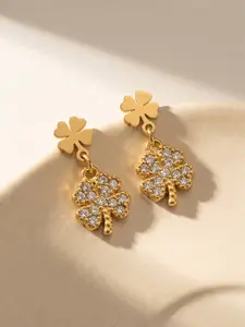 Elegant Lucky Clover Earrings for Women, Stainless Steel Zircon Embedded, Daily Wear Jewelry, Perfect Gift for Family and Friends