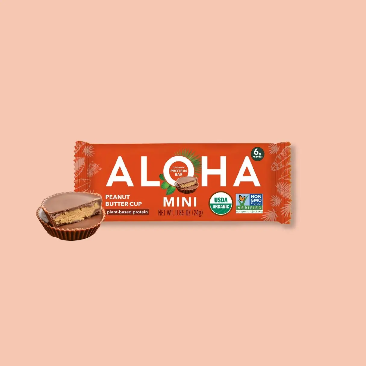 ALOHA Peanut Butter Cup Mini Protein Bars - 20 Bars - Certified USDA Organic - 100% Plant-Based - 6g Of Protein - Only 2g of Real Sugar - Certified Ve
