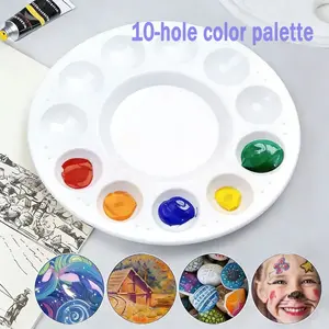 Plastic Palette Set, 10-Hole Round Design, Ideal for Artists & Beginners, Perfect for Mixing Paints, Durable Craft Tool, Art Craft Supplies