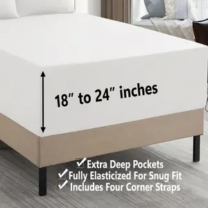 18"-24" Extra Deep Pocket, 4-Piece Bed Sheets Set -  California King, Ivory