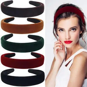 Wide Headbands 5Pcs Velvet Women Winter Black Red Headband Cute Christmas Accessories Gift Soft Padded Headband