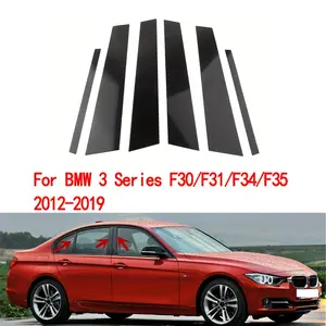 6pcs for BMW 3 Series F30/F31/F34/F35 2012-2019 Door & window column BC pillar |Bright Black Column Decorative Parts |Plastic Door Trim Window Stickers| Front Positioning Components, Compatible with