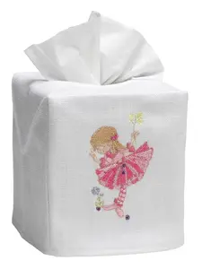 Tissue Box Cover, Embroidered Children