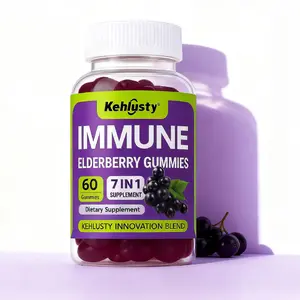 Elderberry Immune Chewable Gummies - 7-in-1 Lactose-Free Natural Multi-Ingredient Inulin Water-Soluble Vitamins Supplements with Vitamin C, Zinc, 60 Count for Women’s Inner Balance & Fitness Support, Multi-Ingredient Vitamins Supplements