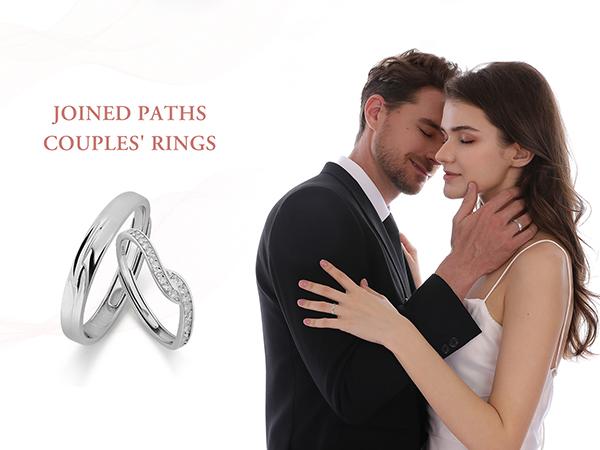 MEISSA Joined Paths Couples' Rings S925 Sterling Silver Mens Womens Matching Diamond Wedding Band Size Adjustable Personalized Gift Engrave Promise Ring Minimalist Stackable Perfect Gift Women Wedding Bands for Women Engagement Christmas Gifts MEISSA Joined Paths Couples' Rings S925 Sterling Silver Mens Womens Matching Diamond Wedding Band Size Adjustable Personalized Gift Engrave Promise Ring Minimalist Stackable Perfect Gift Women Wedding Bands for Women Engagement Christmas Gifts