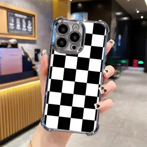 Black and White Checkerboard Phone Case - Protective Casing for iPhone 17/16/15/14/13/12/11 X XS Pro Max Plus, Basic White Design