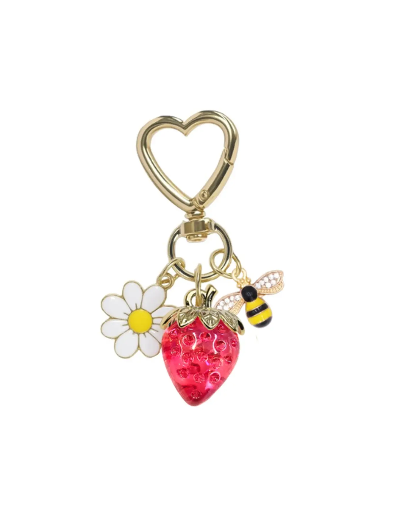 Strawberry Daisy Bee Bag Charm Pendants – Whimsical Keychain & Bag Pendant with Acrylic Fruit Charms, Fresh Bag Decoration & Bag Chain Charms for Backpack Purse, Ideal for Nature Lovers & Sweet Daily Style, Purse Accessories Charm, Handbag Charms