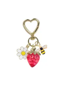 Strawberry Daisy Bee Bag Charm Pendants – Whimsical Keychain & Bag Pendant with Acrylic Fruit Charms, Fresh Bag Decoration & Bag Chain Charms for Backpack Purse, Ideal for Nature Lovers & Sweet Daily Style