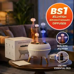 Dynamic Jellyfish Aroma Diffuser 250ML with 7-Color Lights Remote & Touch Control Ultrasonic Aromatherapy for Home Bedroom Office Hotel Sound-Reactive Dancing Mist Dual Control 4H/8H Timer Family-Safe Leak-Resistant