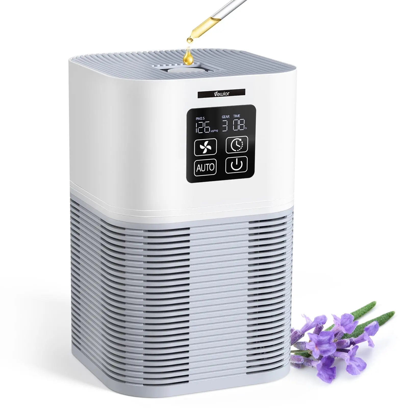 H13 True HEPA Electrostatic Home Air Purifier, 600 sq.ft Coverage, Fragrance Sponge, 6 Timers, Quiet Operation - Ideal for Pets, Odor, Dust