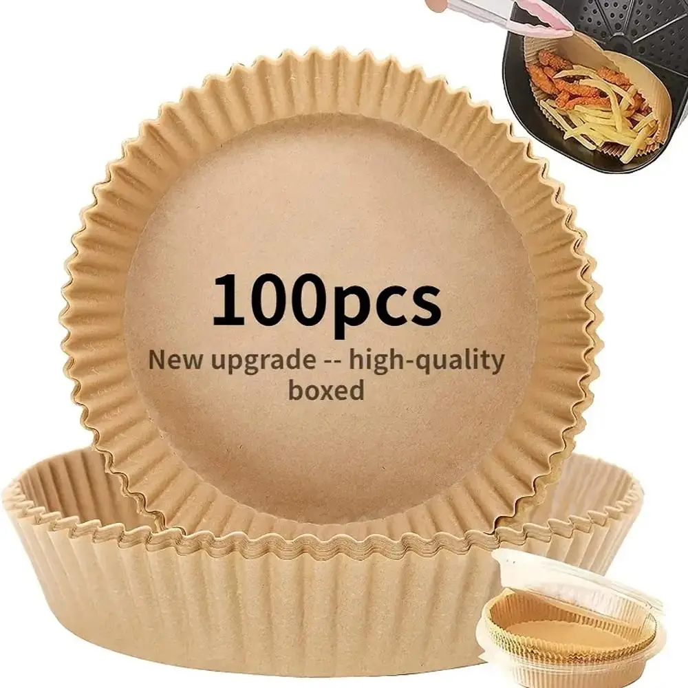100pcs Air Fryer Disposable Paper Liners, Non-Stick Parchment Paper, Air Fryer Accessories, Oil and Water Resistant, Summer for Gift