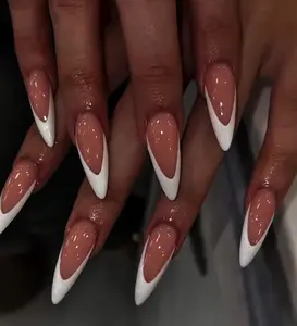 [Black Friday] Elegant White French Tips Press On Nail Classic Minimalist Handmade Nail New Trendy Nail Wedding Nail White Fake Nail Long Short Square Nail