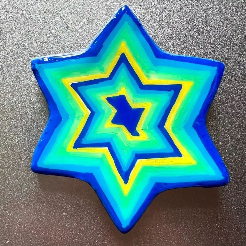 Blue Star Prism Clay Magnet