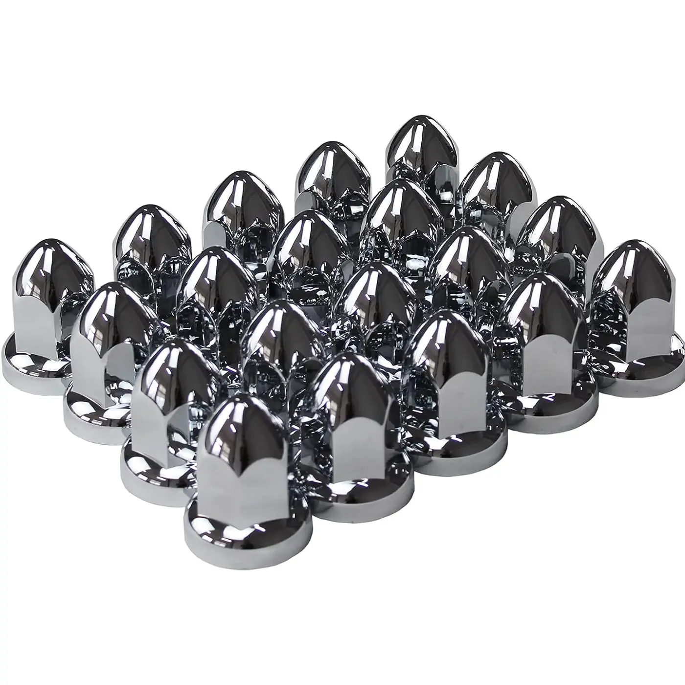 33mm Chrome Lug Nut Covers ABS Plastic Push on Bullet for Semi Trucks