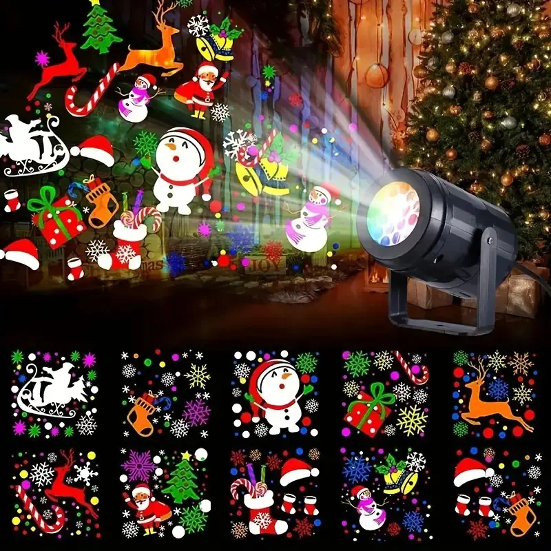 USB Powered Christmas Projection Lamp with Snowman & Snowflake LED Fairy Landscape Spotlight, Adjustable Brightness, Remote Control, Indoor Outdoor Decor