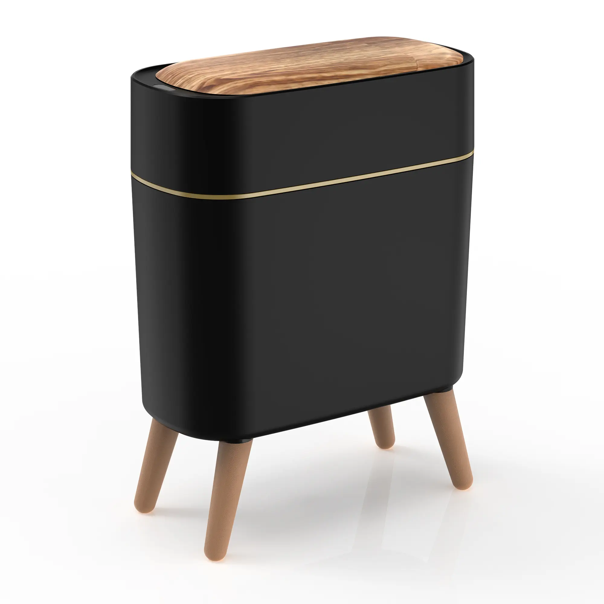Pukomc Motion Sensor Trash Can with Lid Touchless Waterproof Garbage Bins for Kitchen Bathroom Bedroom Living Room Office Outdoor Black Automatic Dustbin with Wave Stripes and Pop-up Lid summerwins