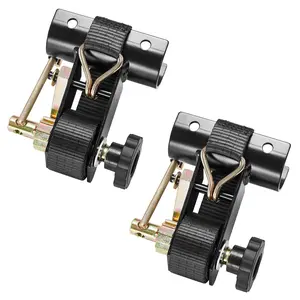 Ladder Rack Ratchet Straps, 1.87-2 In Black Round Tube Mount, 1.5 In Wide By 7.4 Ft Long, Heavy Duty Ladder Rack Straps With Double J-Hooks, 500 Lb Load Capacity, Cargo Buckle Lock Straps, Set Of 2