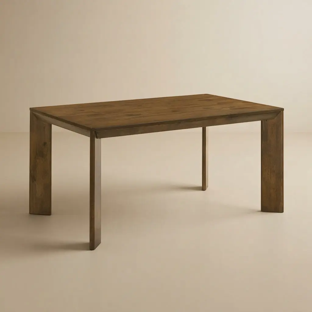 Paolino Transitional Antique Brown Rubberwood Rectangular Dining Table