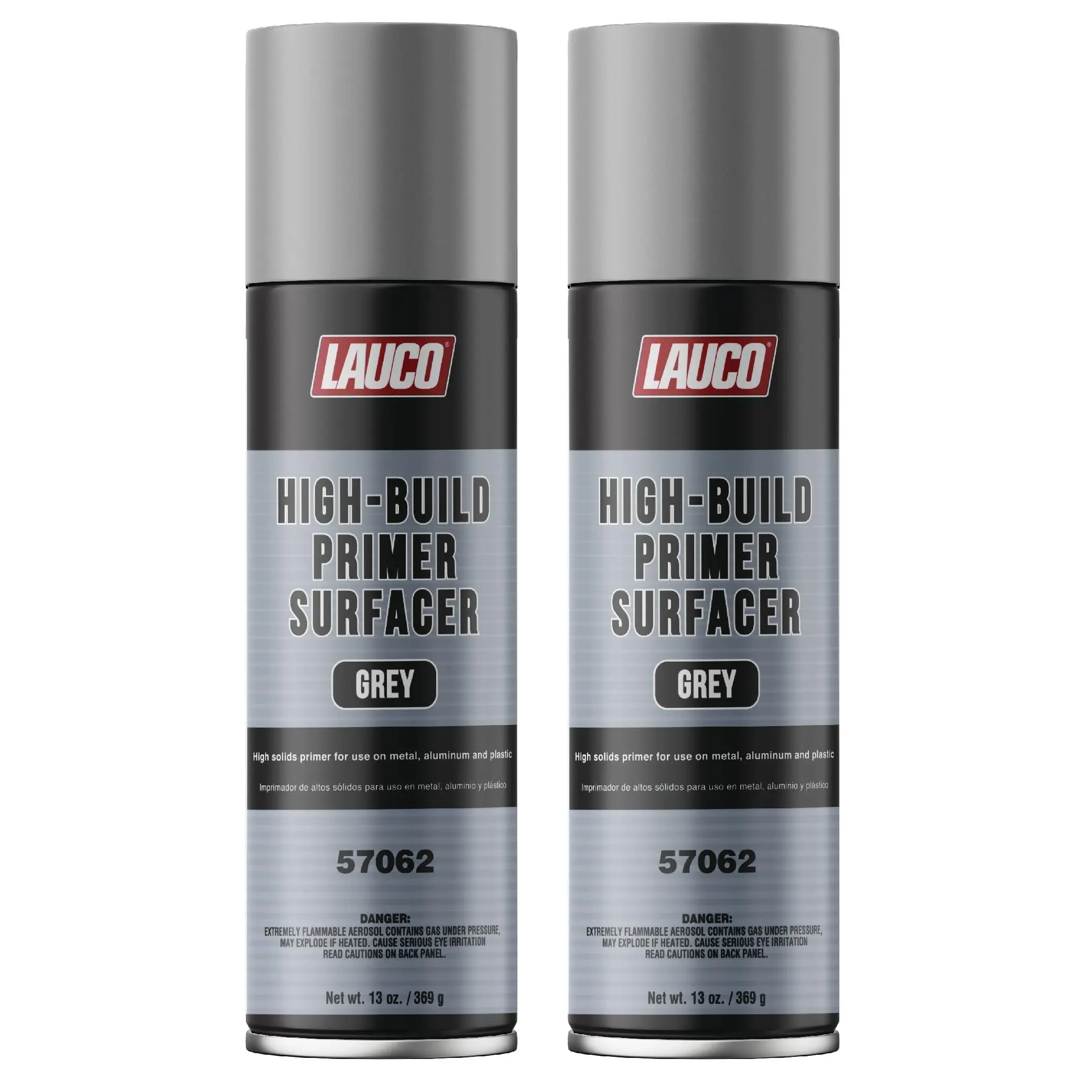 LAUCO High-Building Primer Surfacer Grey 13oz Aerosol Spray Can - Pack of 2 - For Automotive and Industrial Use 57062