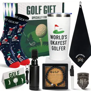 Fathersday  Gifts for Men, Gifts for Golfers Golf Accessories for Dad Husband Boyfriend Teen, Golfer Gift Box 20oz Tumbler Club Cleaner Socks Ball Marker Bracelet for Birthday Valentines  Father Day