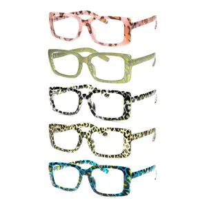 5 Pack Stylish Reading Glasses Women Anti Blue Light Lenses Computer Glasses Square Frame Spring Hinge Colorful Daily Eyeglasses