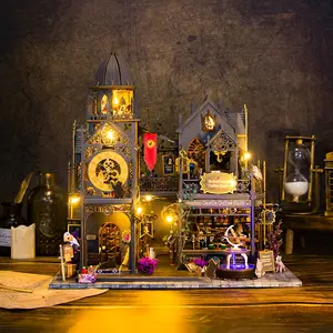 Handmade DIY Puzzle Magic Castle Model, Wooden 3D Building Kit, Crafts, Educational Toy Gift for Kids & Adults, Birthday Holiday Present