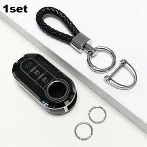 for Fiat Car Key Protection Case with Keychain, Car Key Accessory, Soft Durable Tpu Material, 360 Degree Protection for Fiat 500 500C 500L 500x, 3 Buttons