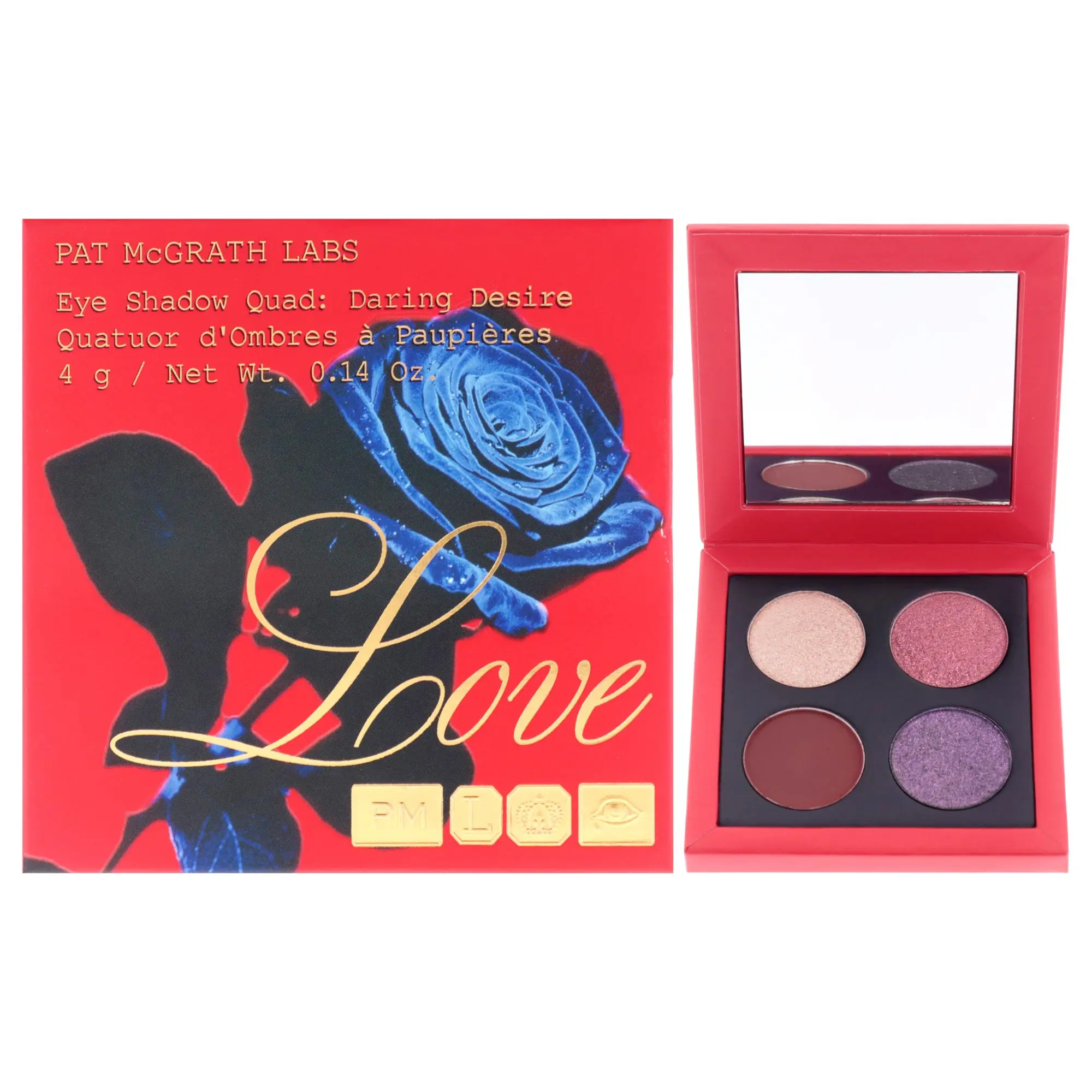 Women's Compact Eyeshadow Quad - Daring Desire by Pat McGrath Labs, Makeup for Enhancing Eyes, Travel-Friendly, 0.14 oz