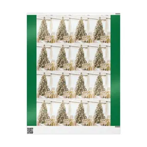 Gold and Green Christmas Tree Wrapping Paper | Holiday Gift Wrap Roll