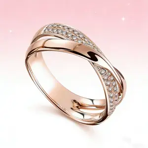 Elegant Rhinestone Decorated Copper Ring Fashion Delicate Accessories for Women Girls Trendy All-match Exquisite Jewelry for Birthday Gift Tarnish-Resistant Versatile Band Ring Sizes 6-9
