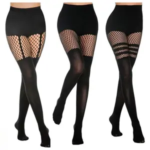 Mock Thigh High Stockings For Women SexyFishnet Tights Suspender Pantyhose 3 Pairs tights sundress summer outfits Lace Costume tights Womenswear SocksGift