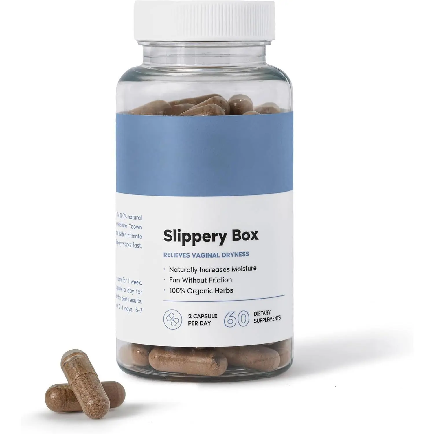 Box | Slippery Box | Fast-Acting Slippery Elm Capsules for Feminine Wellness & Intimate Moisture Support – 60 Vegan Capsules