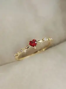 Mother's Day Gift Fashionable Heart Ring with Artificial Crystal, Elegant Minimalist Style Jewelry for Women, Perfect Gift for Special Occasions, Heart Shaped Ring, Fashion Heart Rings