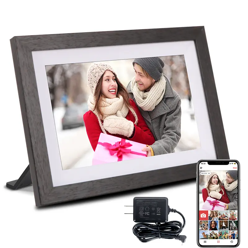 10.1-inch WiFi Digital Picture Frame - Home Decor Accessory, 1280x800 HD IPS Touchscreen, 32GB Memory, Auto-Rotating, Wall-Mountable, Desk-Friendly, Rectangle ABS Indoor Photo Frame, Instant Photo/Video Sharing, Unisex Tech Accessory