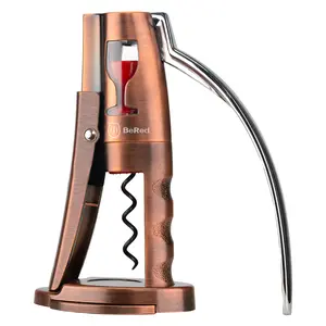 3-Second Vertical Lever  Opener with Foil Cutter, Compact Corkscrew Bottle Opener for Home Bar Kitchen Barware Utensils Stainless