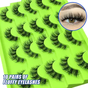 GROINNEYA 10 Pairs Natural Look Lashes Luxurious Wispy Eyelashes 3D Effect C Curl False Eyelashes Downy Lightweight Faux Mink Eyelashes Wispy Self Adhesive Full Strip Lashes Airy Natural Lashes Clear Thin Band,For Any Occasion,Gift For Mother's Day
