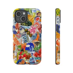 European Summer Collage Phone Case Mediterran Vacation Scrapbook Case Preppy Aesthetic - Case for iP 8, X, 11, 12, 13, 14, 15, 16