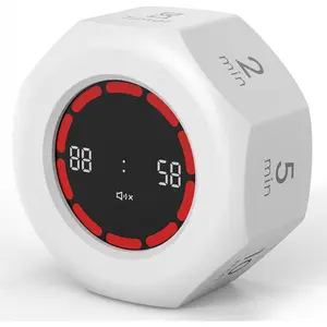 Flip Cube Pomodoro Timer - Rechargeable Visual Countdown & Count Up Stopwatch, 7 Preset Intervals, 3  Modes, Productivity Tool for , , Study, Work & Kitchen (White)
