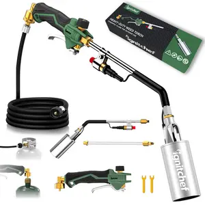 【FatersDayGift】340,000BTU Propane Torch Weed Burner, Heavy Duty Flamethrower with Self Igniter; High Power Propane Torch with 12.5FT Hose for Weeding, Snow Melting, Garden, BBQ