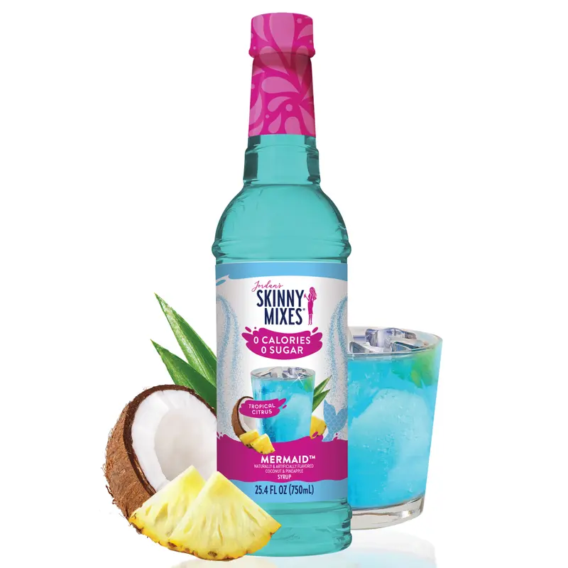 Jordan’s Skinny Mixes Sugar Free Mermaid Water Flavored Syrup, 0 Calories, Great For Water, Cocktails, Mocktails, Tea, Water, Lemonade, Smoothies, Dirty Soda, Refreshers & More! 25.4 fl oz
