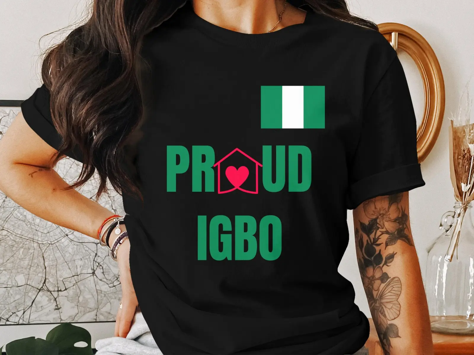 Proud Igbo T-Shirt, House Heart Design, Nigerian Heritage Tee, Love Igbo Culture Shirt, Unique Nigeria Pride Tee