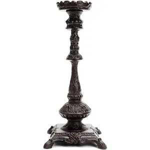 Heavy Duty Cast Iron Candlestick Holders - Handcrafted  Candelabra - 37CM/15Inch Tall 1- Candle Holder - Decorative Pillar Candle Stand for Christmas Birthday Wedding Home Party
