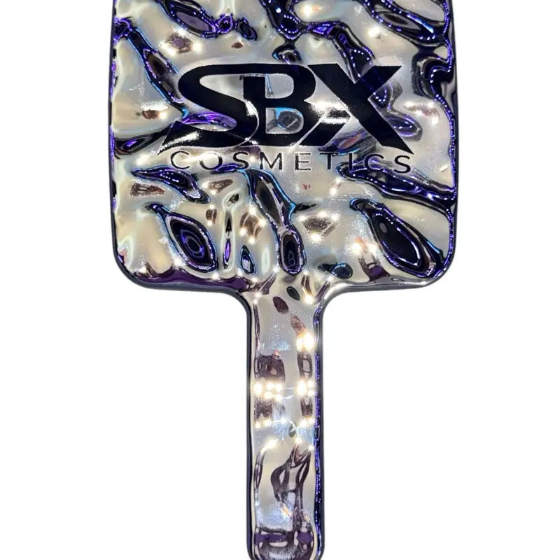 SnarlsBox Cosmetics Chrome Hand Mirror, Single Item Makeup Accessory with Chrome Wave finish
