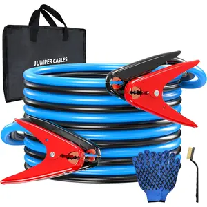 2 Gauge 20 Feet Heavy Duty Jumper Cables for Car, 800 Amp Automotive Booster Battery Jumper Cables for SUV and Trucks with Carry Bag Gloves Brushes