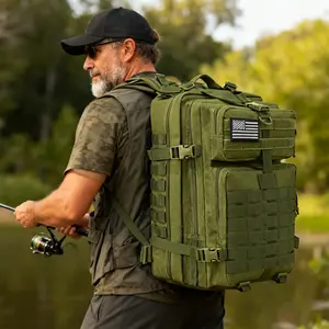 Tactical Backpack 45L Military Assault Pack Waterproof MOLLE Bag for Hiking Camping Daily Commute with 17" Laptop Pocket Heavy Duty Survival Gear for Men