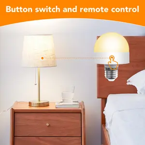 DAYBETTER E26 Rechargeable Light Bulb with Remote & Timer 3 Color Temperatures 12 RGB Colors Dimmable 5W 300 Lumens Type-C USB Charge for Sconces Lamps Magnetic Non-Hardwired Fixture