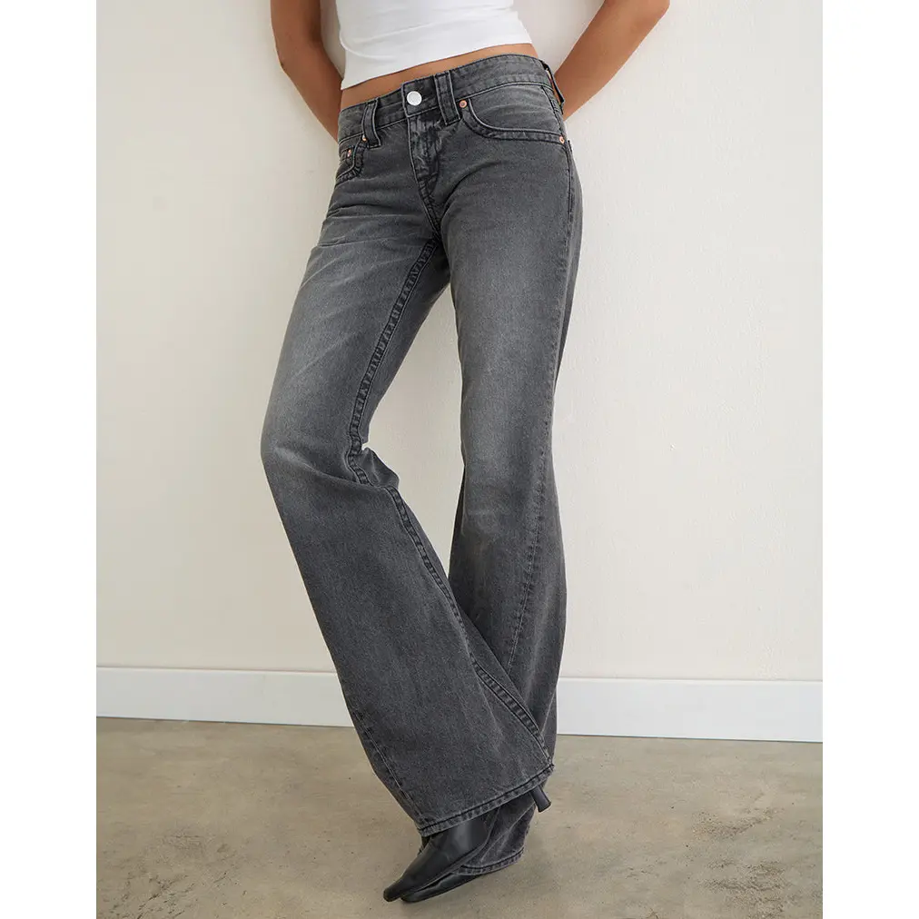 Low Rise Twisted Seam Jeans in Washed Black Grey