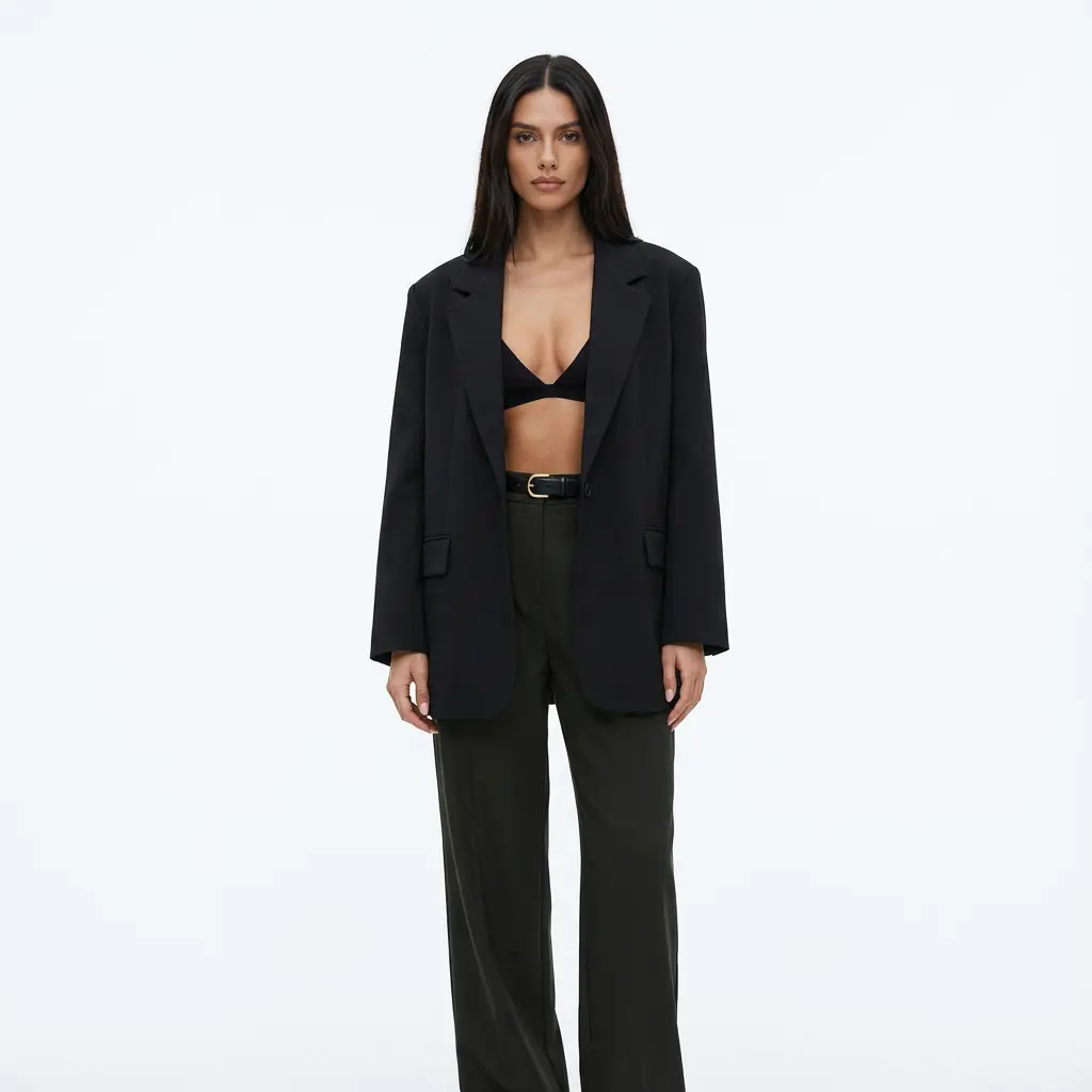 2026 Women's Oversized Black Blazer | Loose-Fit Trendy Comfort | Chic Office Casual Daily Wear